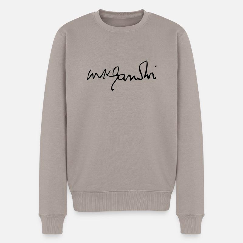 Mahatma Gandhi - Männer Premium Bio Pullover - Taupe