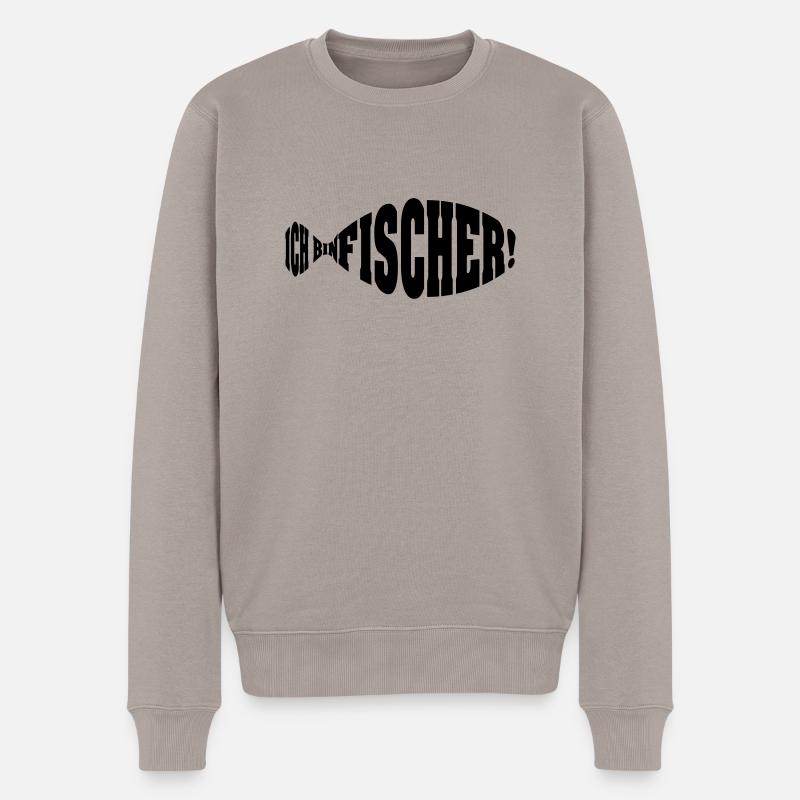 ich bin fischer - Männer Premium Bio Pullover - Taupe