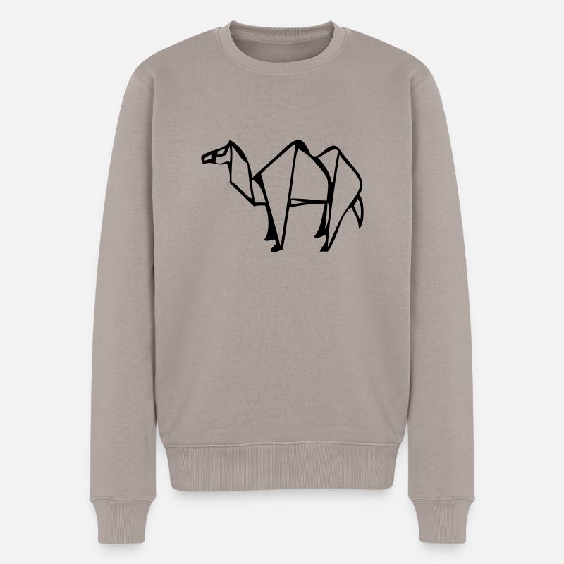 kamel_origami_01 - Männer Premium Bio Pullover - Taupe