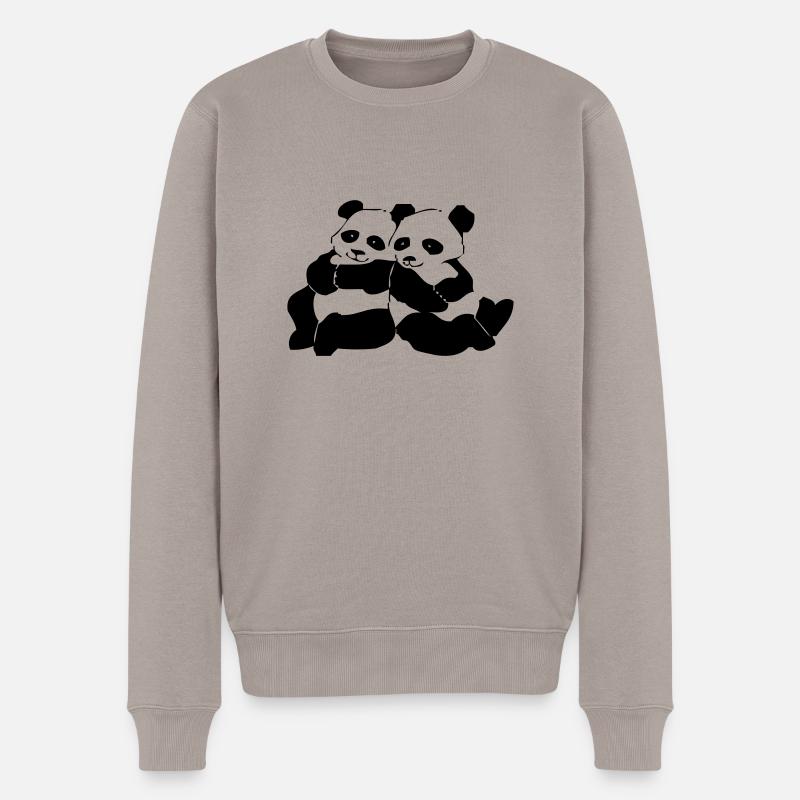 Panda - Männer Premium Bio Pullover - Taupe