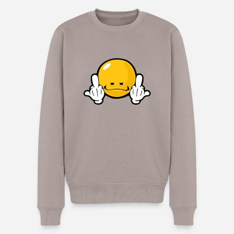 Smiley Anger Obnoxious - Männer Premium Bio Pullover - Taupe