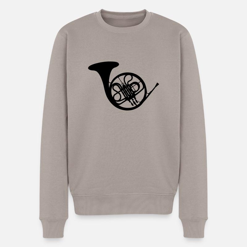 Horn / bugle / Blasinstrument - Männer Premium Bio Pullover - Taupe