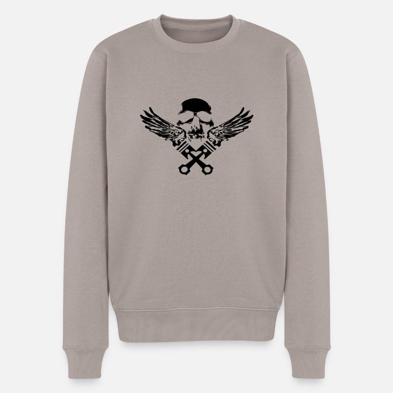 Totenkopf - Männer Premium Bio Pullover - Taupe