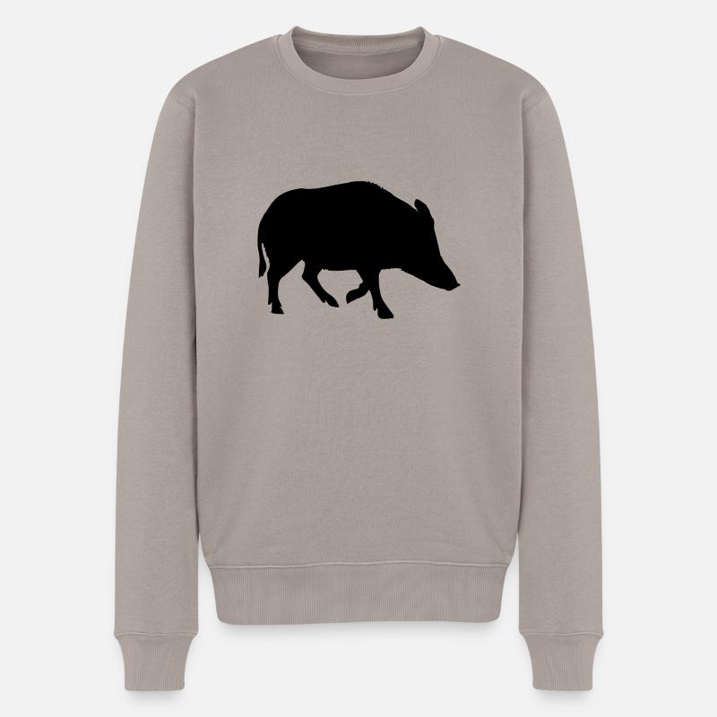 Wildschwein - Männer Premium Bio Pullover - Taupe