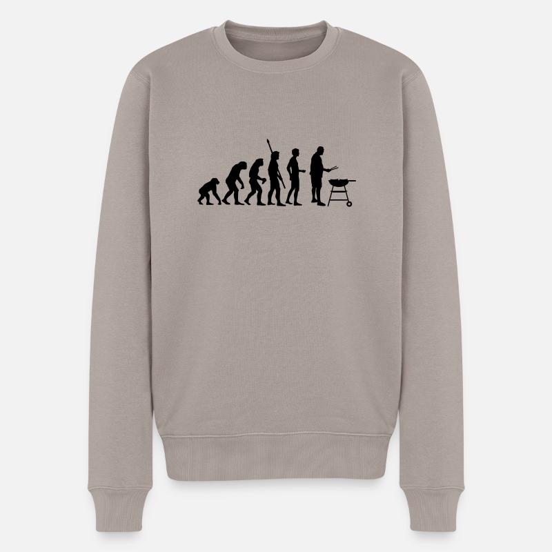 evolution_grill - Männer Premium Bio Pullover - Taupe