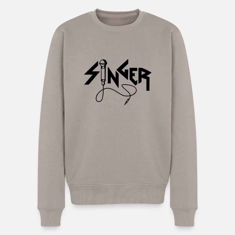 singer - Männer Premium Bio Pullover - Taupe