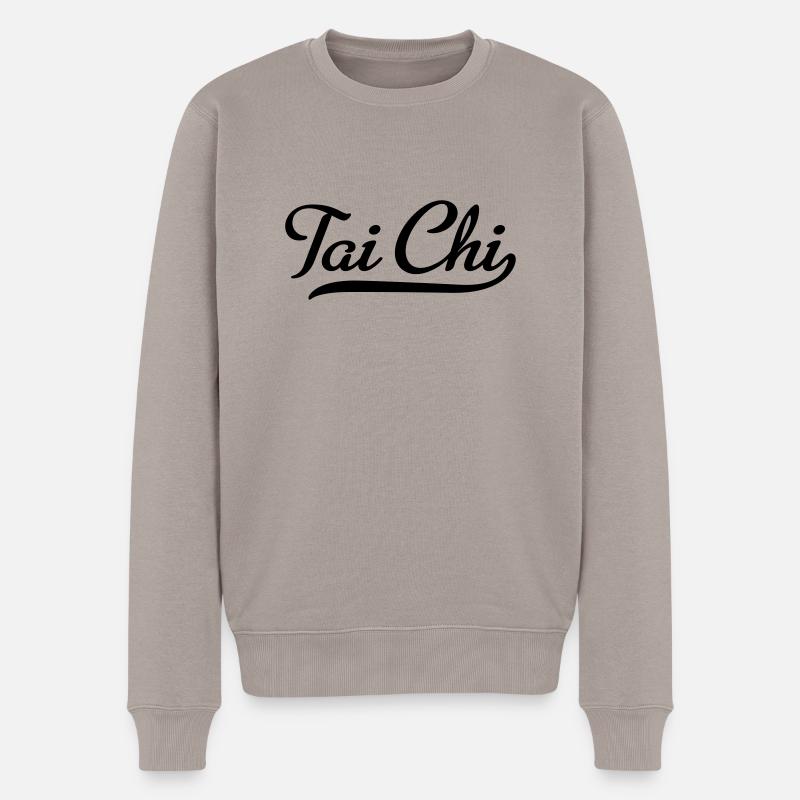 tai chi - Männer Premium Bio Pullover - Taupe