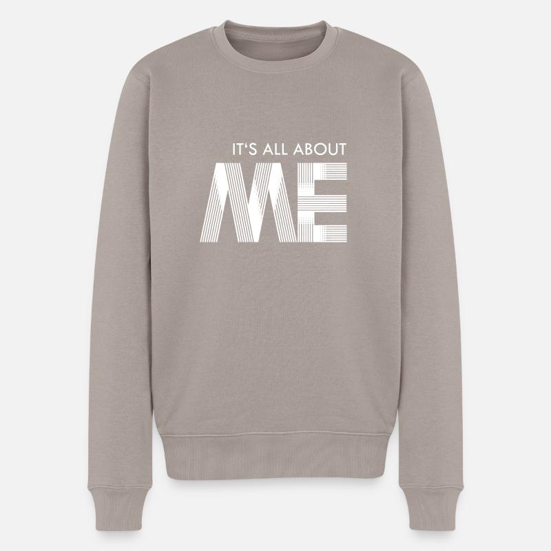 its all about me - white - Männer Premium Bio Pullover - Taupe
