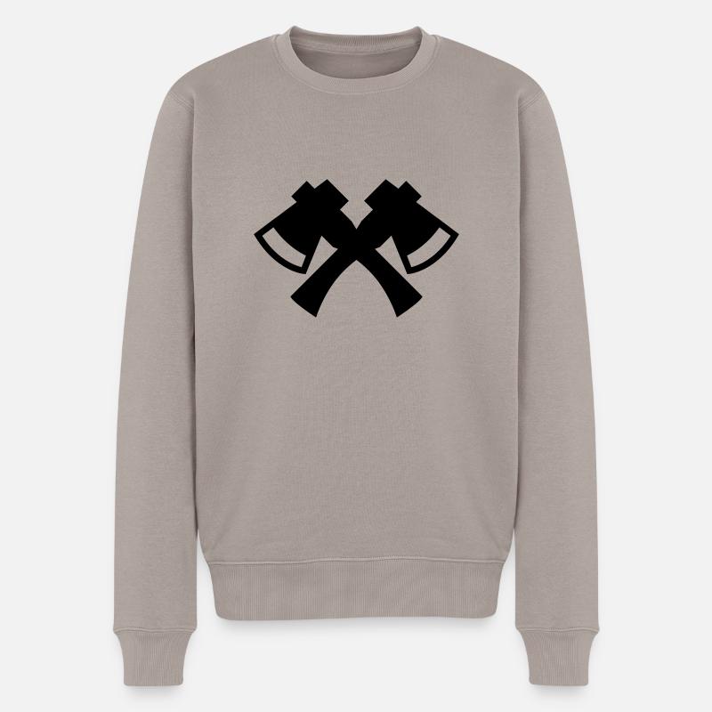 (axt_gekreuzt_wildlife) - Männer Premium Bio Pullover - Taupe