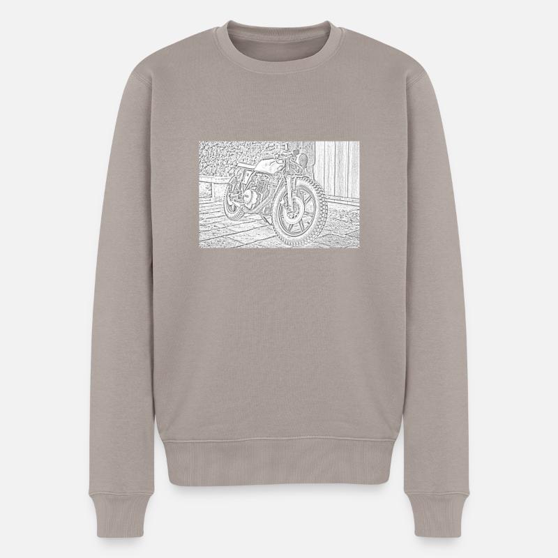 Motorradskizze - Männer Premium Bio Pullover - Taupe