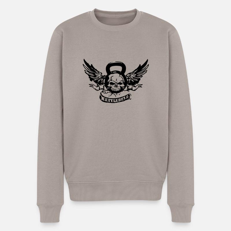 kettlebellskull - Männer Premium Bio Pullover - Taupe