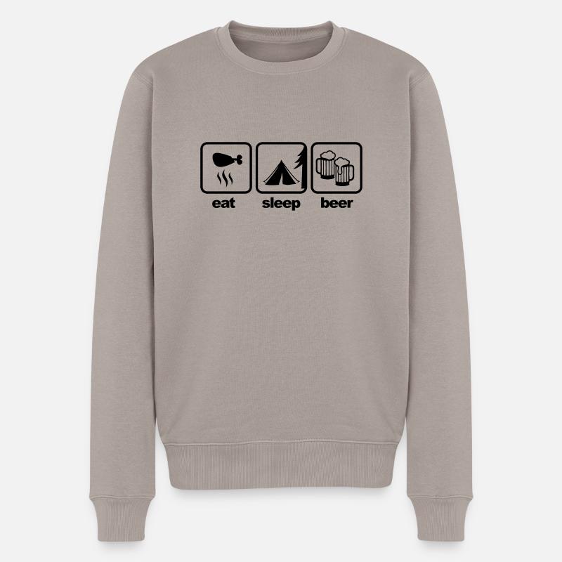 eat_sleep_beer - Männer Premium Bio Pullover - Taupe