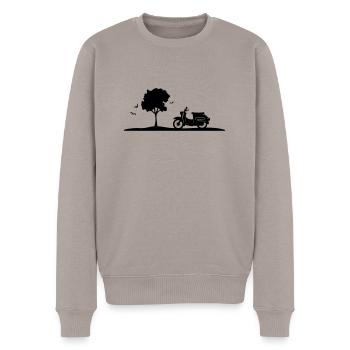Fahrzeug - Schalbe Baum - Männer Premium Bio Pullover - Taupe - Vorne - Nico (187cm)