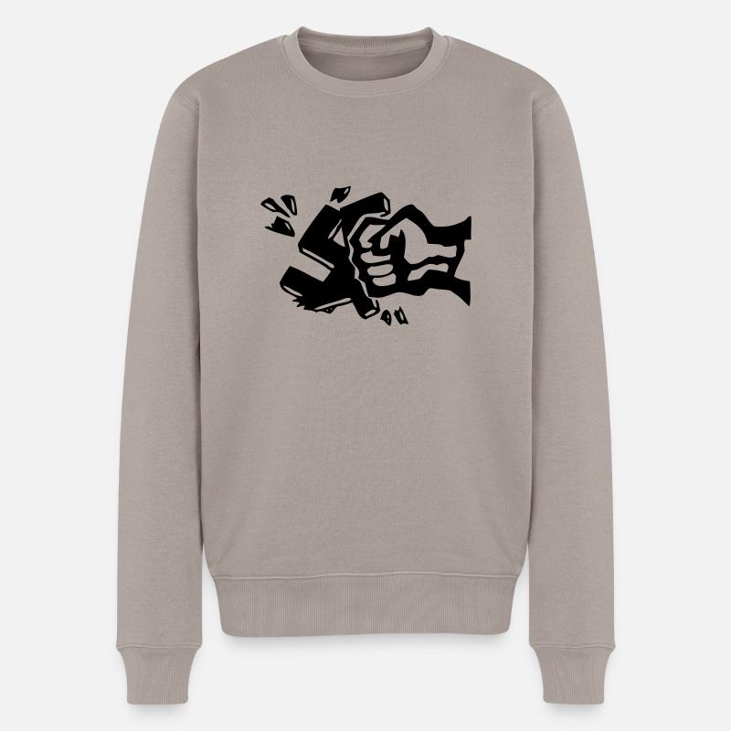 Gegen Nazis - Männer Premium Bio Pullover - Taupe