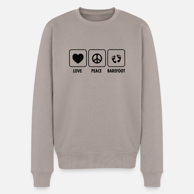 Love, Peace, Barefoot - Pull Premium bio Homme - taupe