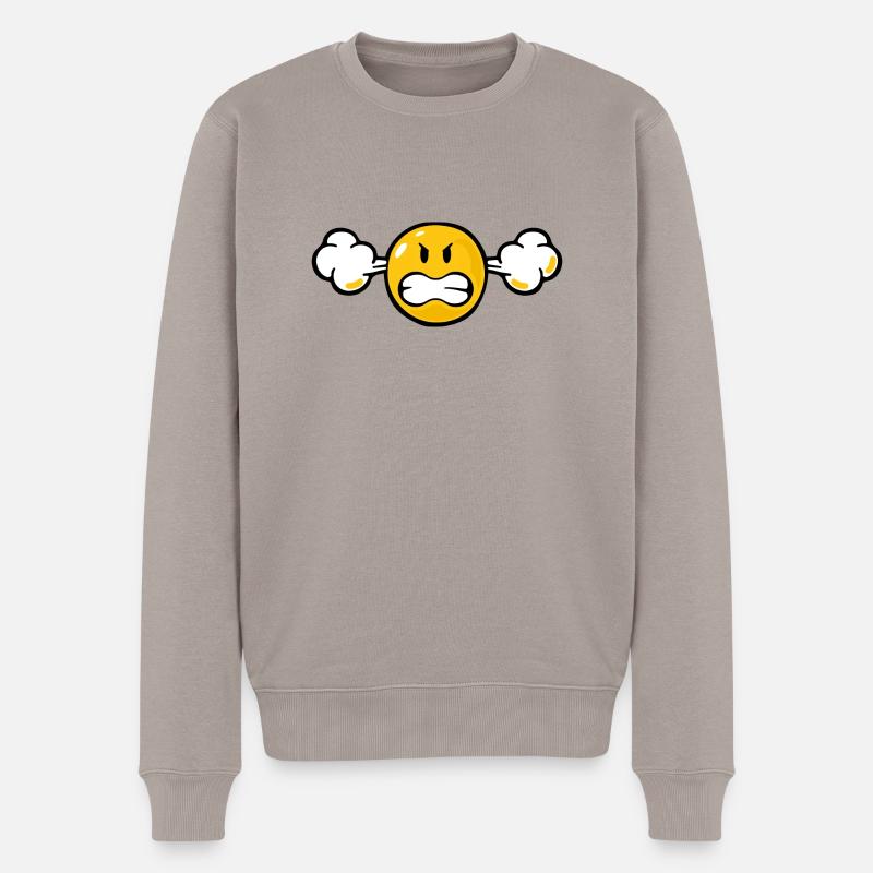 Smiley Anger Fuming - Männer Premium Bio Pullover - Taupe