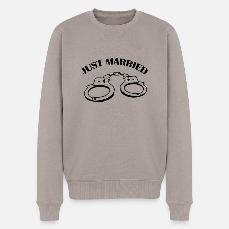 just_married_01 - Männer Premium Bio Pullover - Taupe
