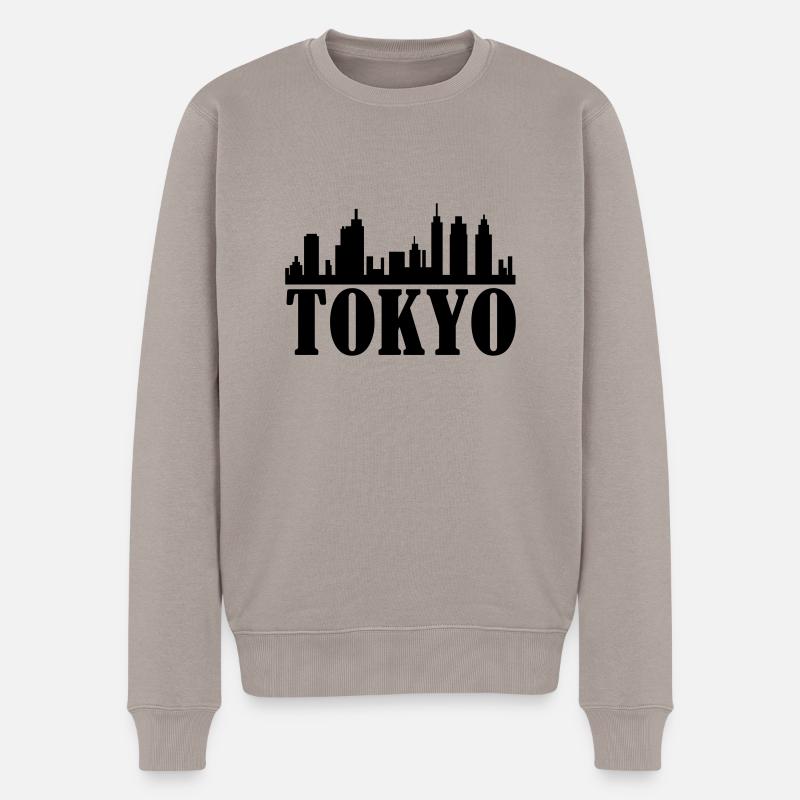 tokyo_01 - Männer Premium Bio Pullover - Taupe