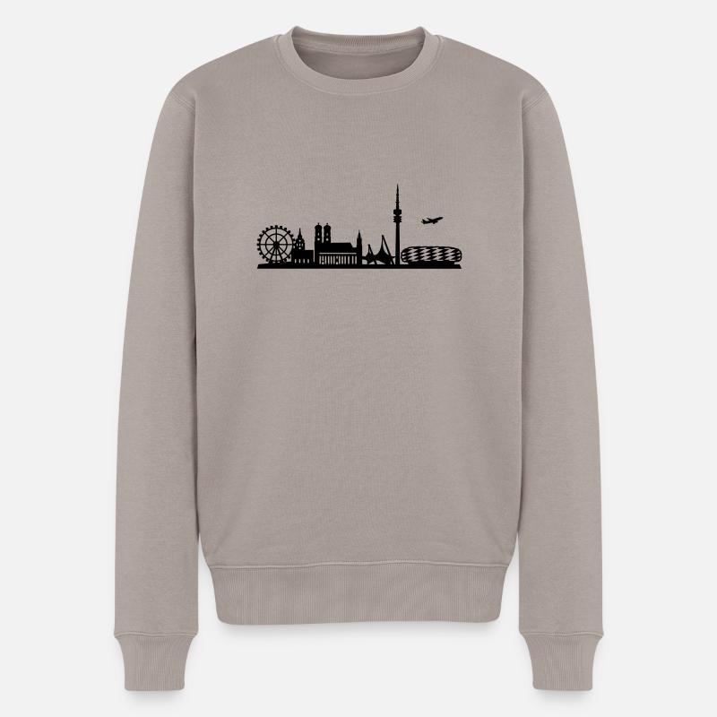 Skyline de Munich - Pull Premium bio Homme - taupe