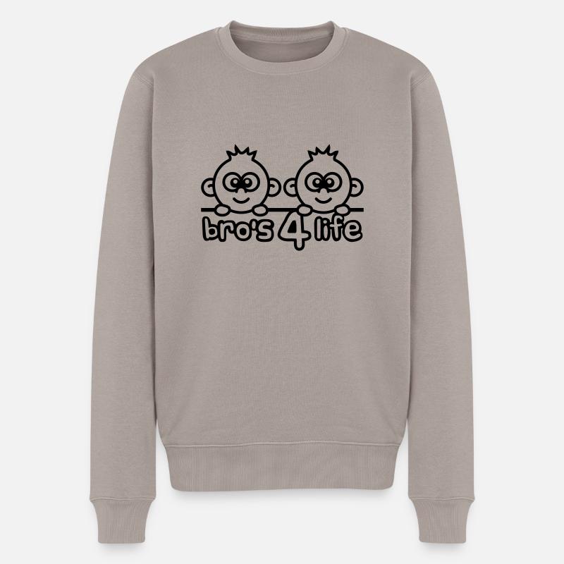 Bros 4 Life Comic Design - Pull Premium bio Homme - taupe