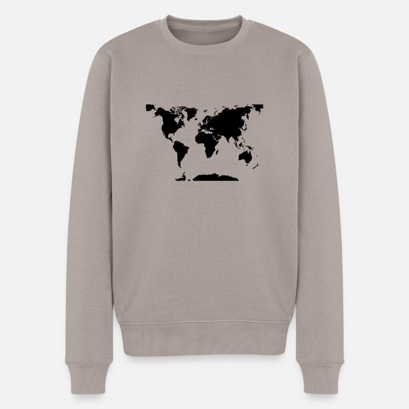 Weltkarte - Männer Premium Bio Pullover - Taupe