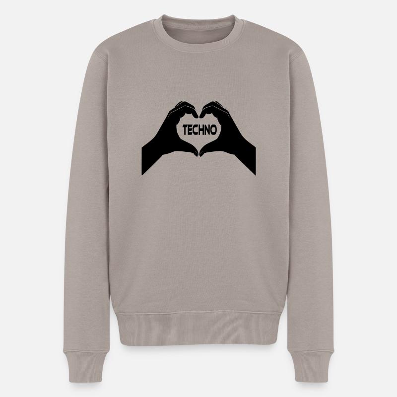 I Love Techno - Männer Premium Bio Pullover - Taupe
