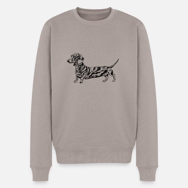dachshund - Männer Premium Bio Pullover - Taupe