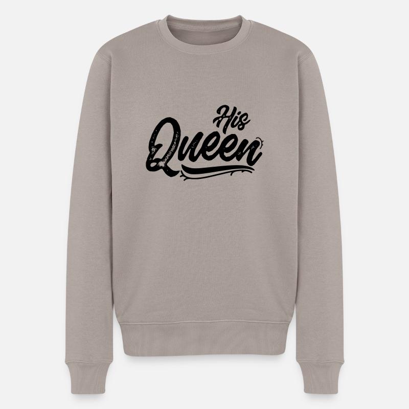 His Queen Vintage - Männer Premium Bio Pullover - Taupe