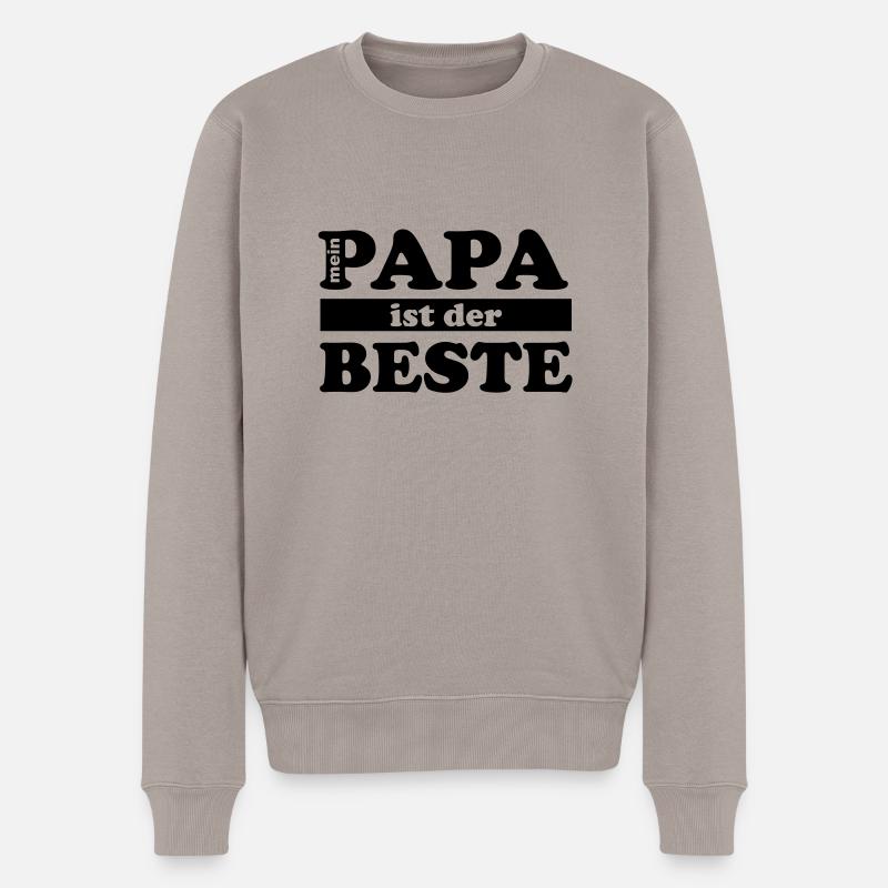 mein_papa_ist_der_beste - Männer Premium Bio Pullover - Taupe