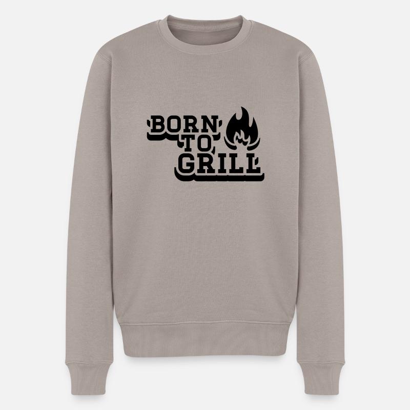 born_to_grill_1__f1 - Männer Premium Bio Pullover - Taupe