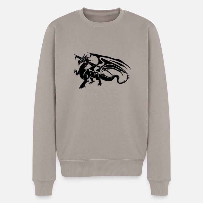 Drache - Männer Premium Bio Pullover - Taupe
