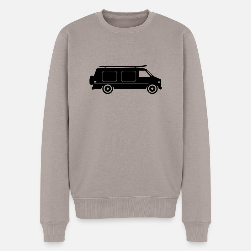 CAMPER BUS Wohnmobil Auto - Männer Premium Bio Pullover - Taupe