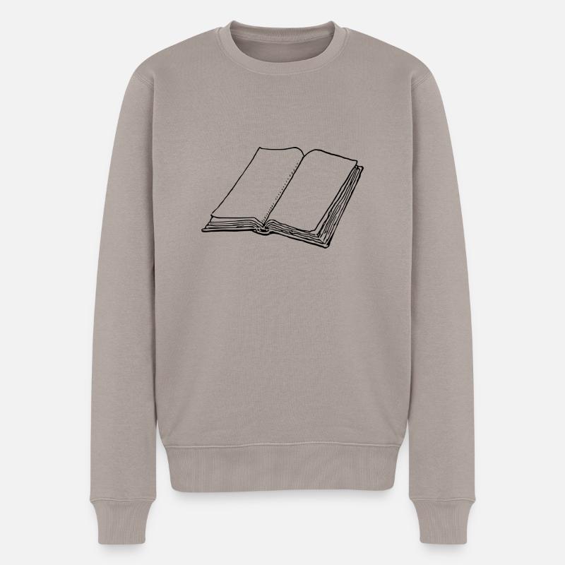 Buch - Männer Premium Bio Pullover - Taupe