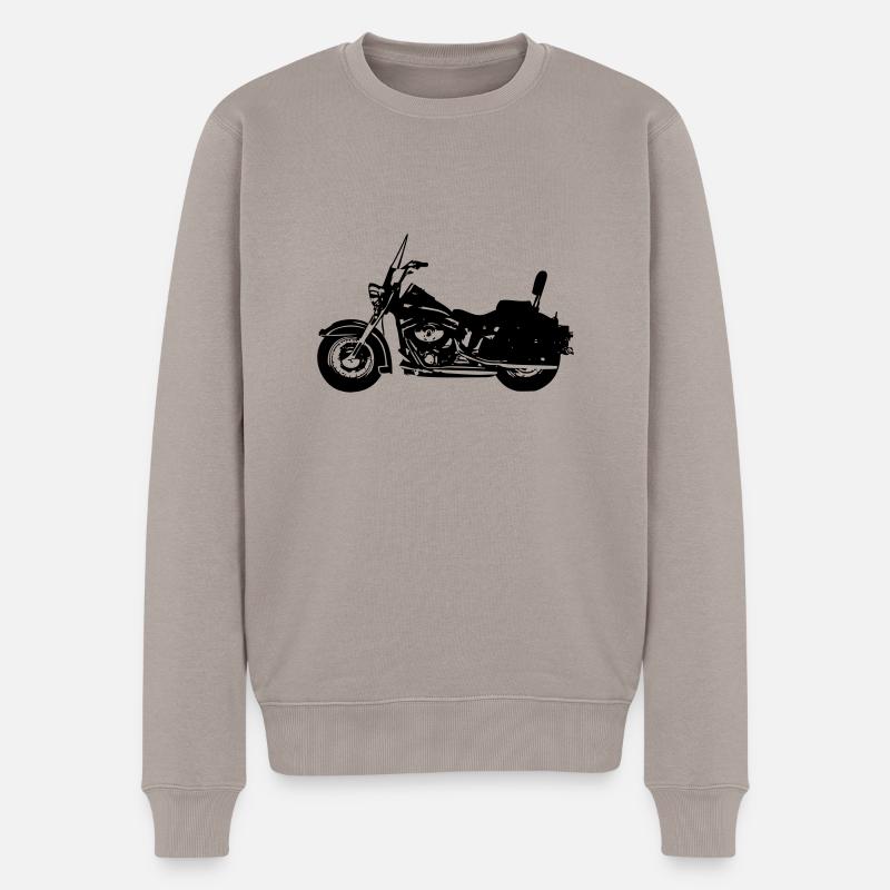 motorrad chopper - Männer Premium Bio Pullover - Taupe