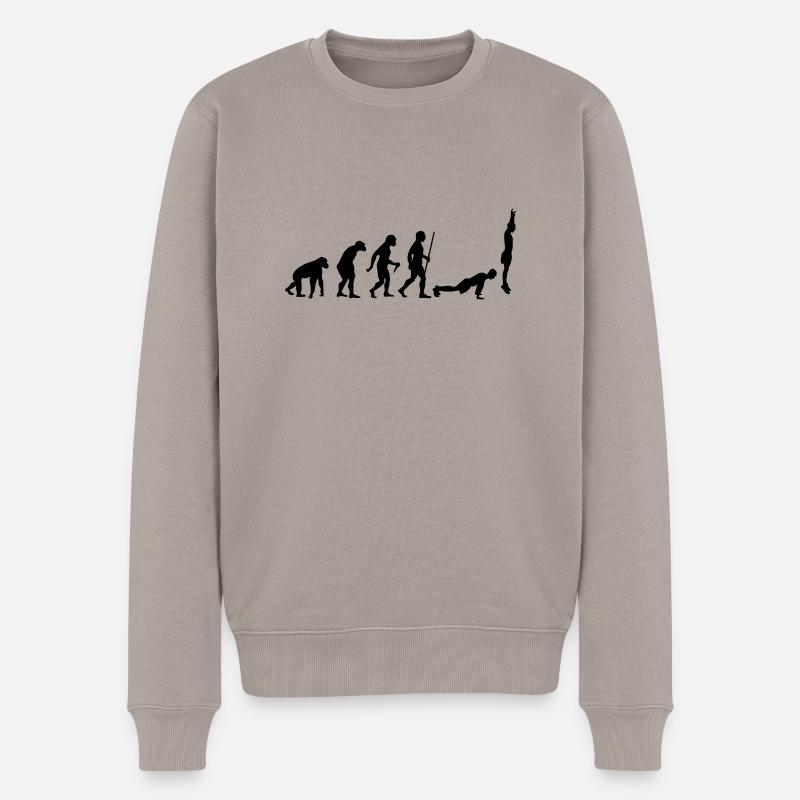 Evolution Burpee - Männer Premium Bio Pullover - Taupe
