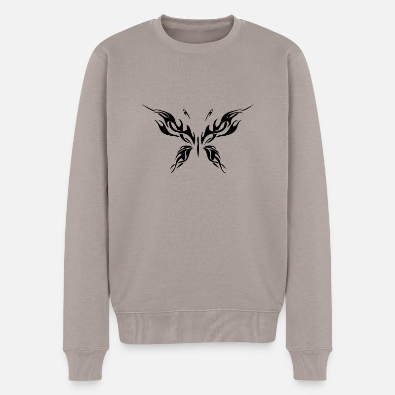 Tribal butterfly - Männer Premium Bio Pullover - Taupe