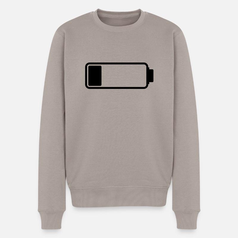 battery_empty__f1 - Männer Premium Bio Pullover - Taupe