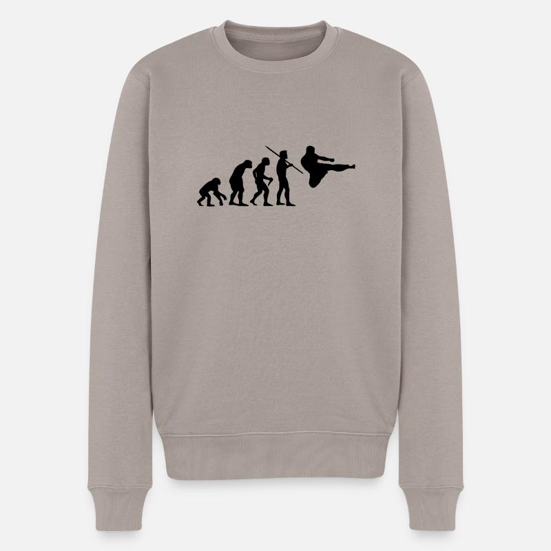 Évolution de l'homme - Arts martiaux - Pull Premium bio Homme - taupe