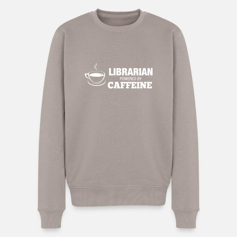 Librarian Coffee - Männer Premium Bio Pullover - Taupe