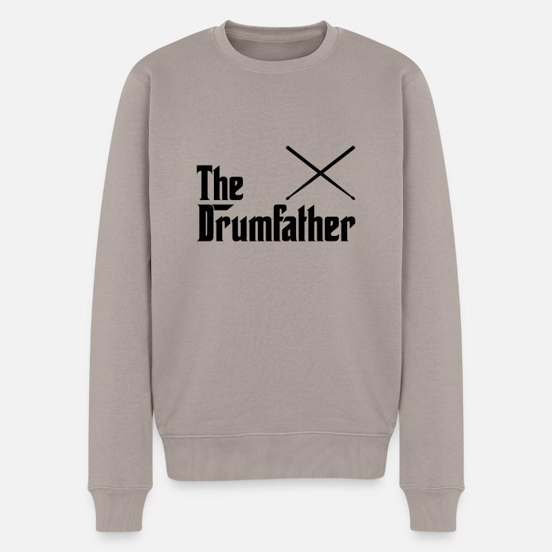 Drumfather T-Shirt Geschenk Idee Geburtstag Lustig - Männer Premium Bio Pullover - Taupe