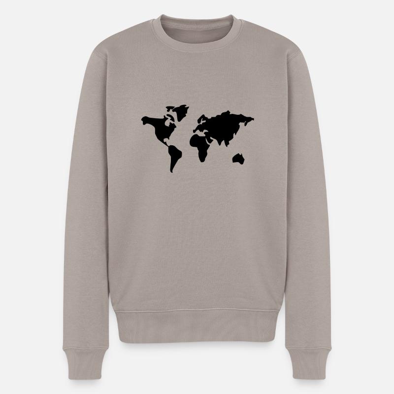world - Männer Premium Bio Pullover - Taupe
