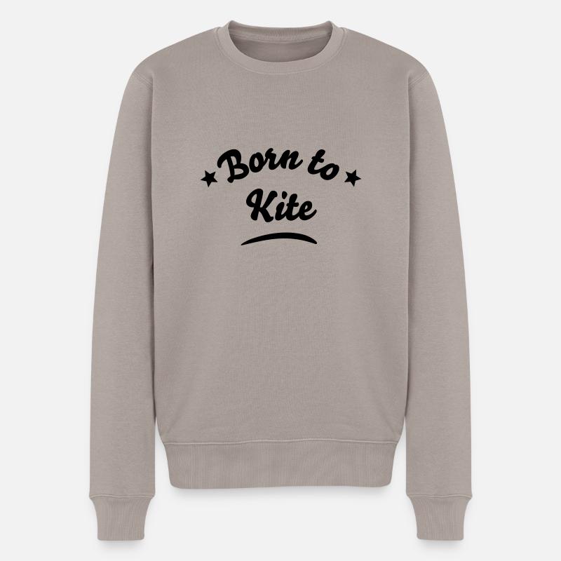 born to kite 01 - Männer Premium Bio Pullover - Taupe
