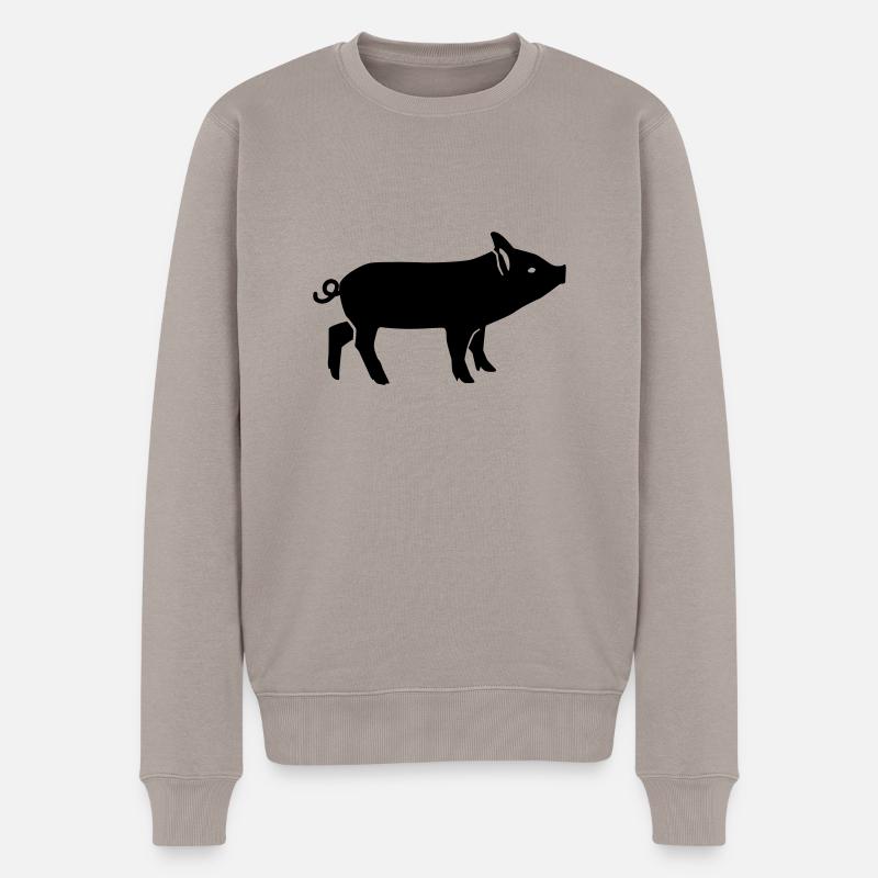 Schwein - Männer Premium Bio Pullover - Taupe