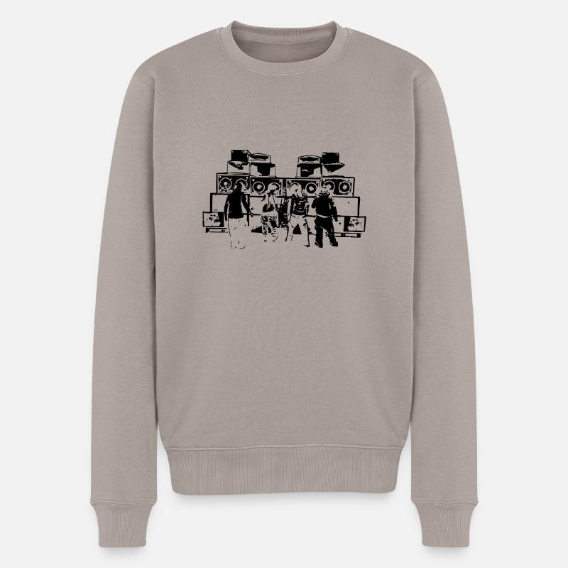 FREE PARTY SOUND SYSTEM - Männer Premium Bio Pullover - Taupe