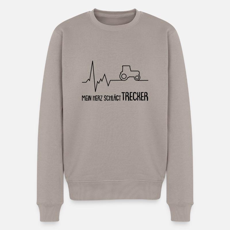 mein herz schlägt trecker - Männer Premium Bio Pullover - Taupe