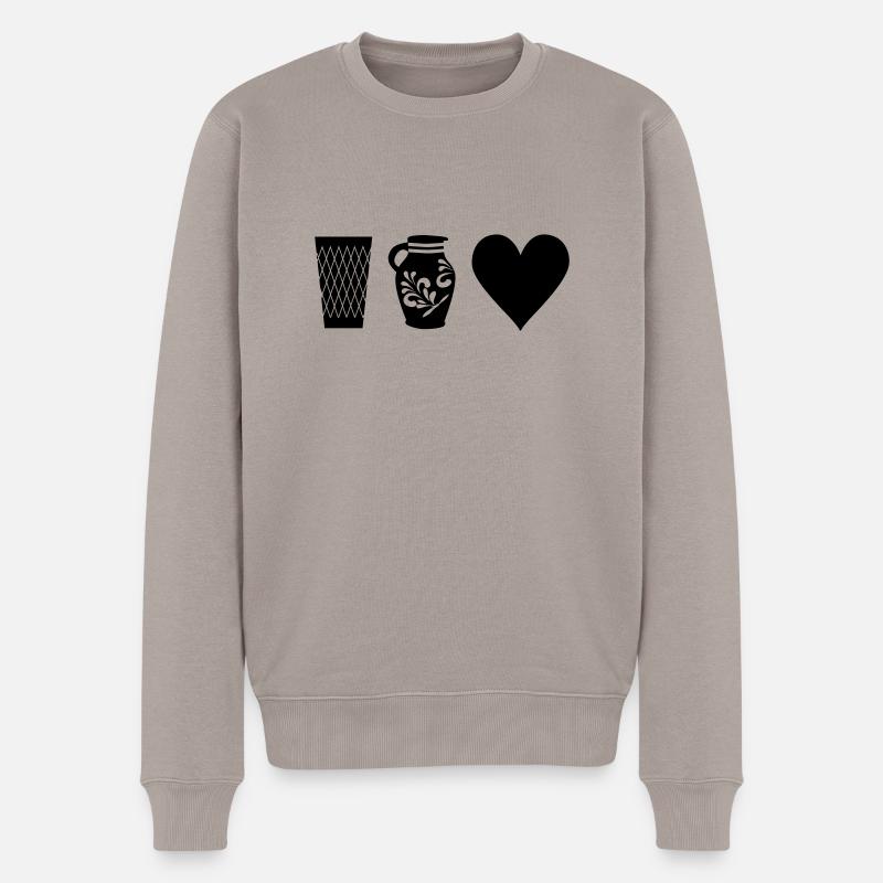 Geripptes Bembel Love - Männer Premium Bio Pullover - Taupe