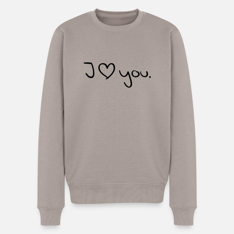 love_you__f1 - Männer Premium Bio Pullover - Taupe