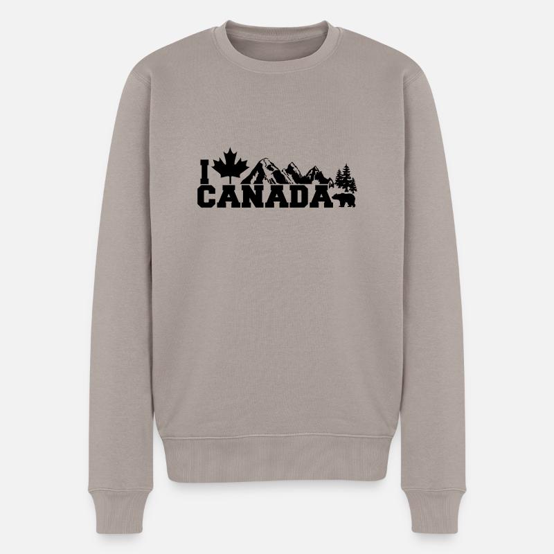 I Love Canada Leaf - Männer Premium Bio Pullover - Taupe