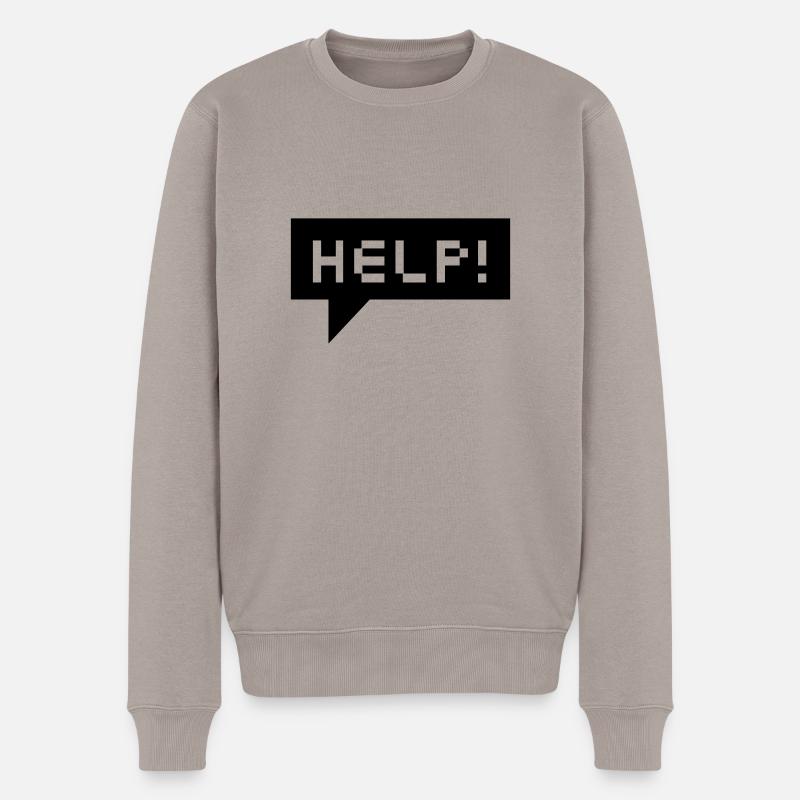 help bubble (b, 1c) - Men's Premium Organic Jumper - taupe
