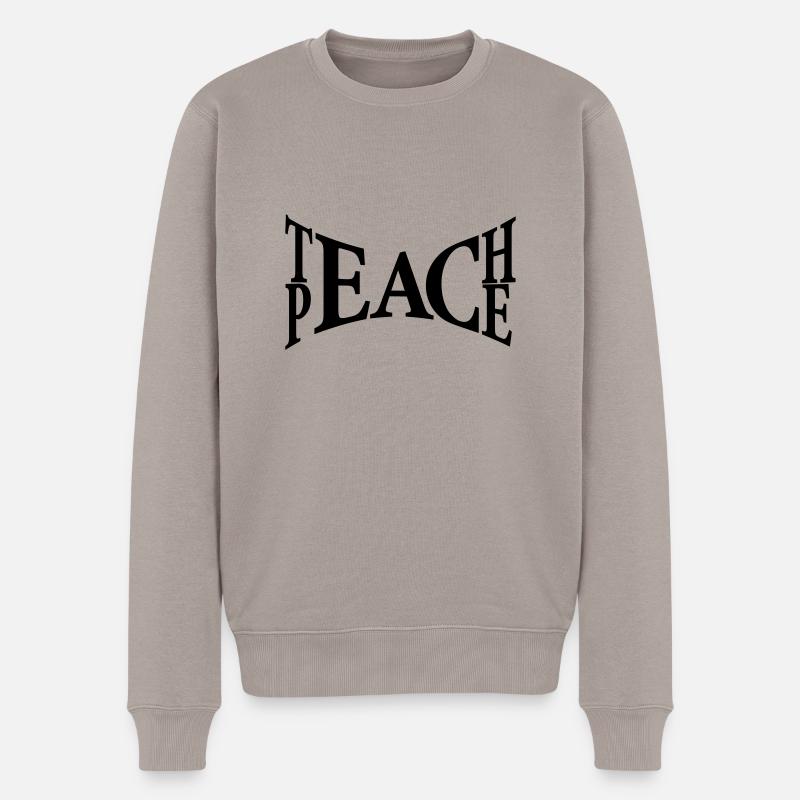 Teach Peace - Männer Premium Bio Pullover - Taupe